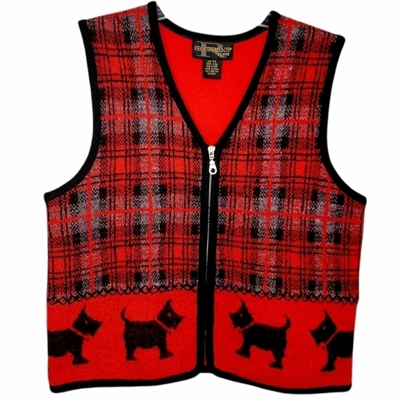 VTG 100% Wool Scottish Terrier Dog Sweater Vest - Picture 1 of 10